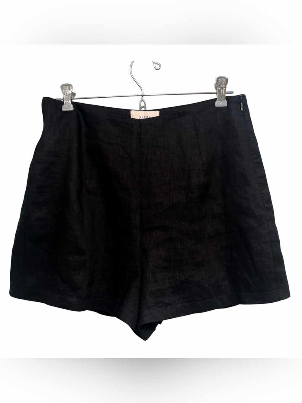 DISSH Jessie black linen high rise shorts, size 6 - Picture 2 of 8